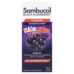 Sambucol, Kids, улучшенный сироп из чёрной бузины для поддержки иммунитета, для детей от 2 лет, со вкусом ягод, 120 мл (4 жидк. унции)