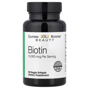 California Gold Nutrition, биотин, 10 000 мкг, 90 вегетарианских капсул