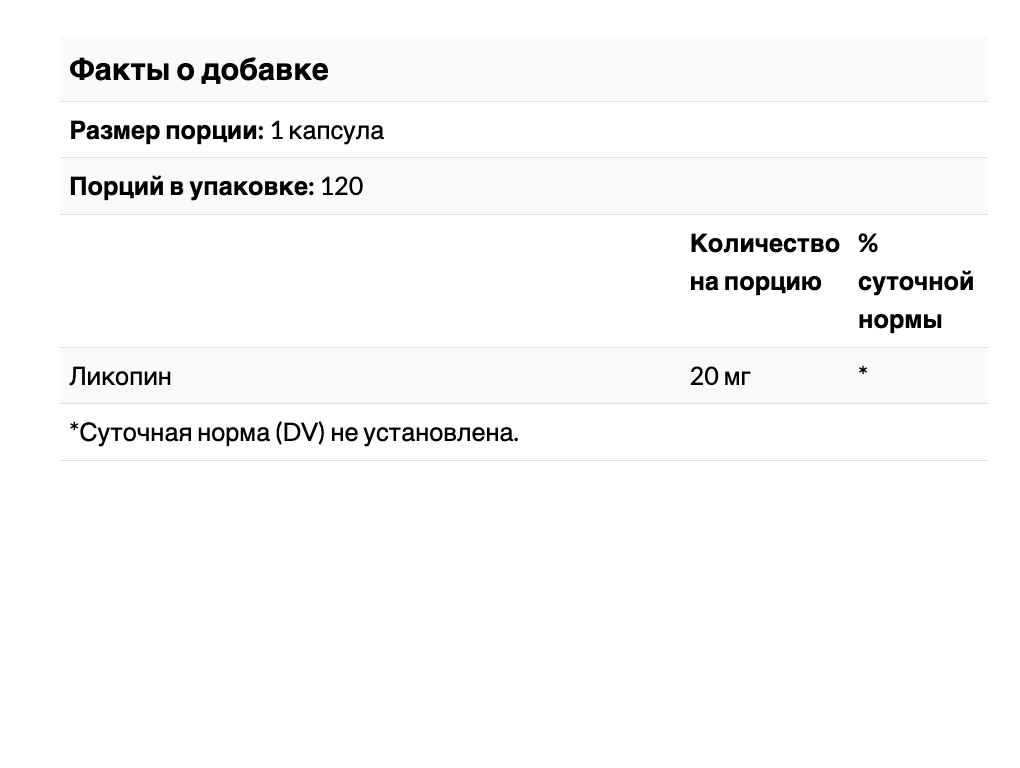 Nutricost, ликопин, 20 мг, 120 капсул — изображение 3