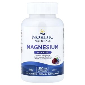 Nordic Naturals, Жевательные мармеладки с магнием, голубика и лаванда, 60 жевательных мармеладок (100 мг в 1 жевательной мармеладке)